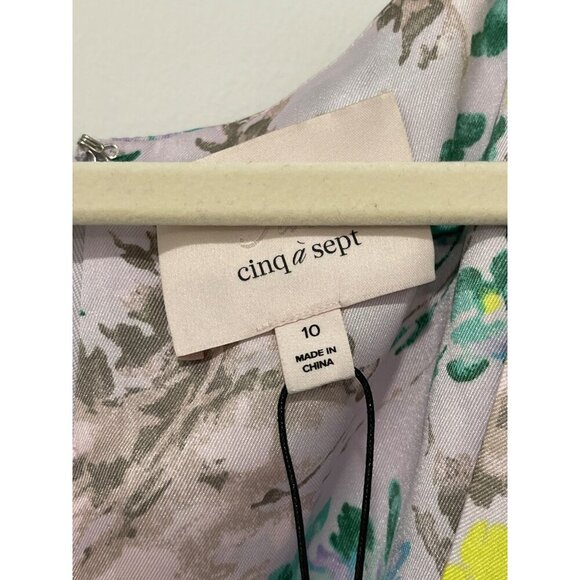 Cinq a Sept Walker Floral Midi Ruched Dress Size 10 NWT MSRP: $395 - Picture 9 of 13